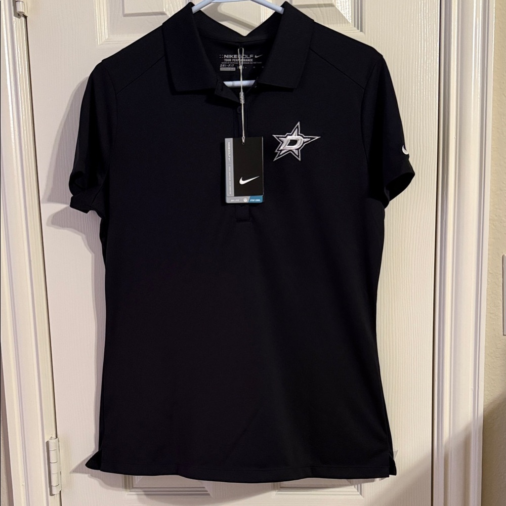 Nike Women's Black Short Sleeve Dallas Stars golf shirt.  dri-fit.